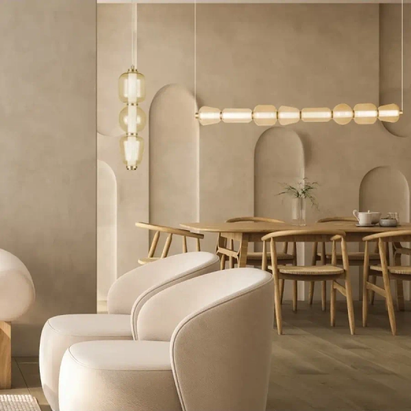 Wisząca podłużna lampa 23065 LED 37W 3000K szklane kule szampański OUTLET