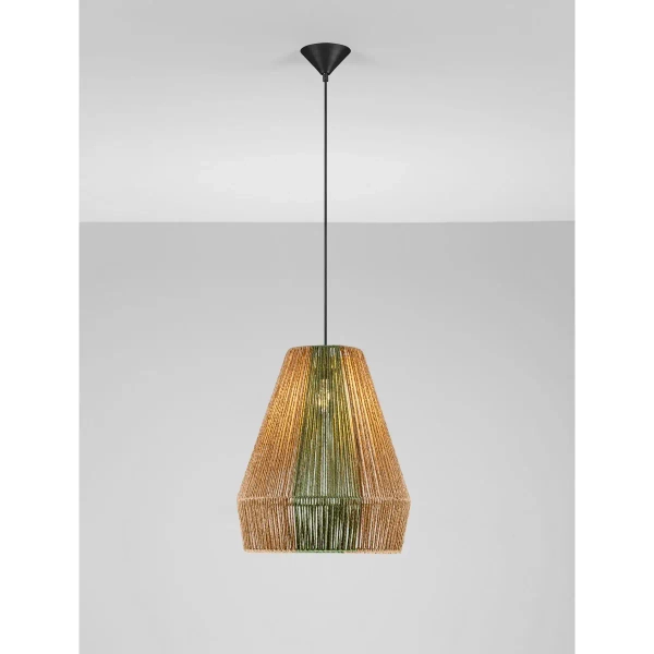 Sznurkowa lampa wisząca GRANIVO LE45348 boho drewniana brązowa