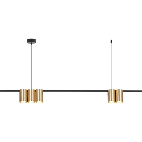 Zwisowa lampa nad wyspę GENESIS ML0369 tubki do salonu czarne złote