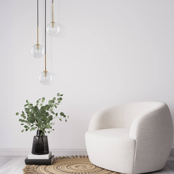 Zwisająca lampa do salonu Nilos 5942 bańka przezroczysta złota