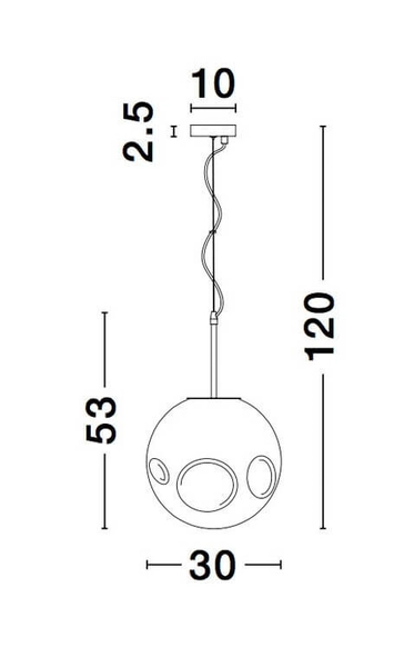 LAMPA wisząca CARORA LE41955 Luces Exclusivas szklana OPRAWA zwis kula ball przydymiona