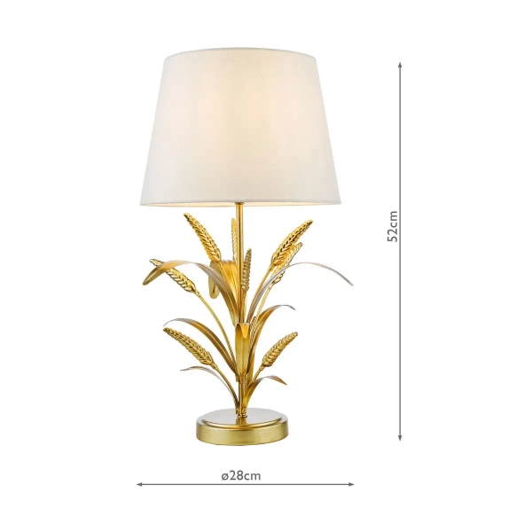 Designerska stołowa lampa Phaedra PHA4235 kłosy do salonu złote białe