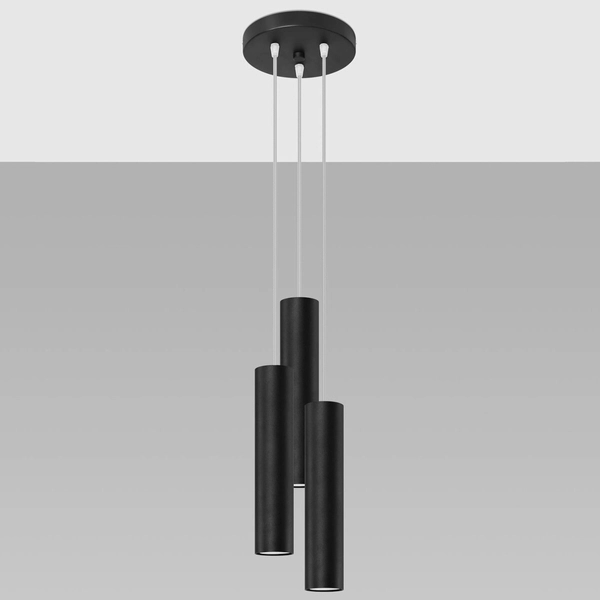 Czarna lampa wisząca SL.1079 metalowe tuby do sypialni