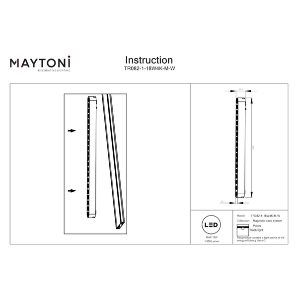 Lampa magnetyczna na sufit Points TR082-1-18W4K-M-W 16W 4000K owalna biały