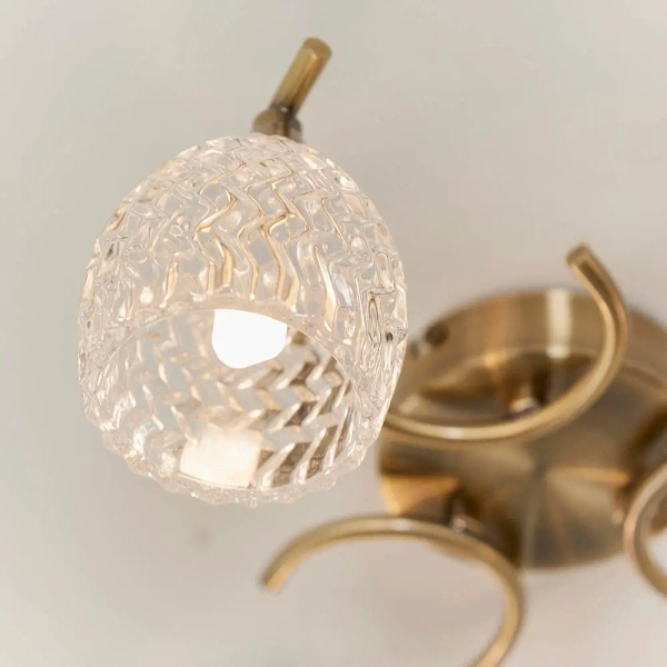 Sufitowa lampa do salonu szklana Boyer BOYER-3AB mosiądz przezroczysty