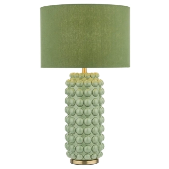 Tkaninowa lampa stołowa Etzel ETZ4224 ceramiczna zielona mosiądz