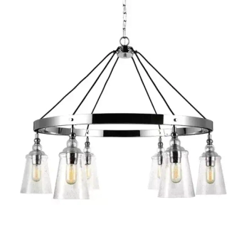 Wisząca lampa z łańcuchem LORAS QN-LORAS6 szklana przezroczysta chrom