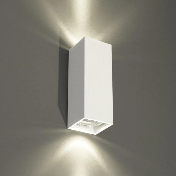 Kinkiet LAMPA ścienna OZU 7464 Shilo prostokątna OPRAWA przyścienna metalowa biała