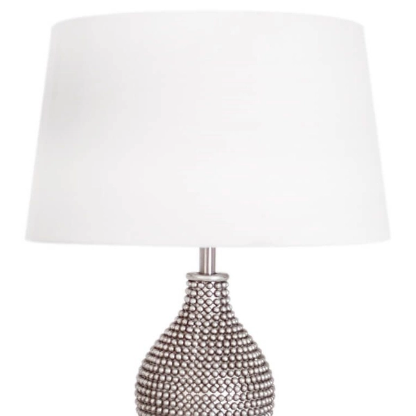 Abażurowa lampa stołowa Lofty 4001840-6508 do salonu biała srebrna