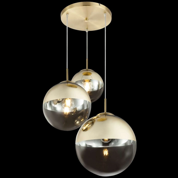 LAMPA wisząca VARUS 15855-3 Globo szklana OPRAWA zwis kaskada kule balls złote przezroczyste