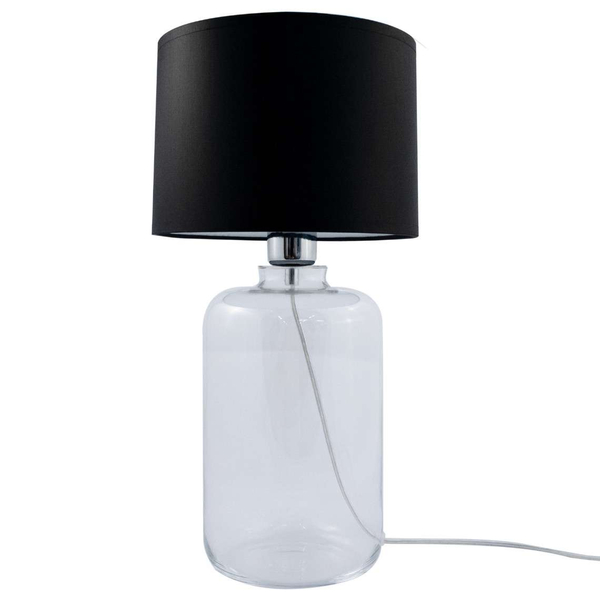 lampa stołowa z abażurem SAMASUN 5501BK na komodę czarna przezroczysta