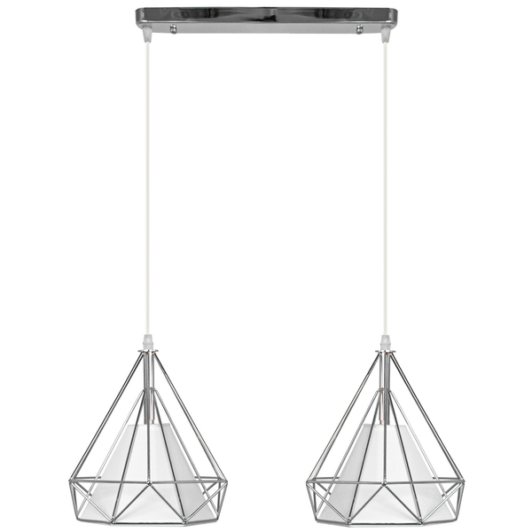 Industrialna LAMPA wisząca 8803/2 ZWIS - 02 Elem loftowa OPRAWA metalowy druciak zwis chrom biały