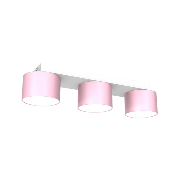 3-punktowa lampa przysufitowa Dixie do holu biała różowa