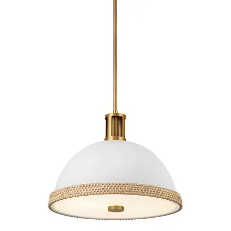Wisząca lampa nad wyspę Doral QN-DORAL-P-M-WHT kopuła biały mosiądz