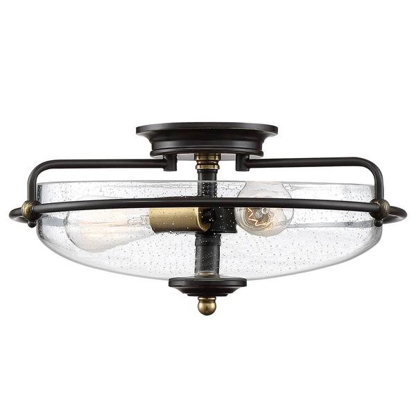 Szklana lampa sufitowa Griffin QZ-GRIFFIN-F-C-PNAB Quoizel do jadalni czarna przezroczysta