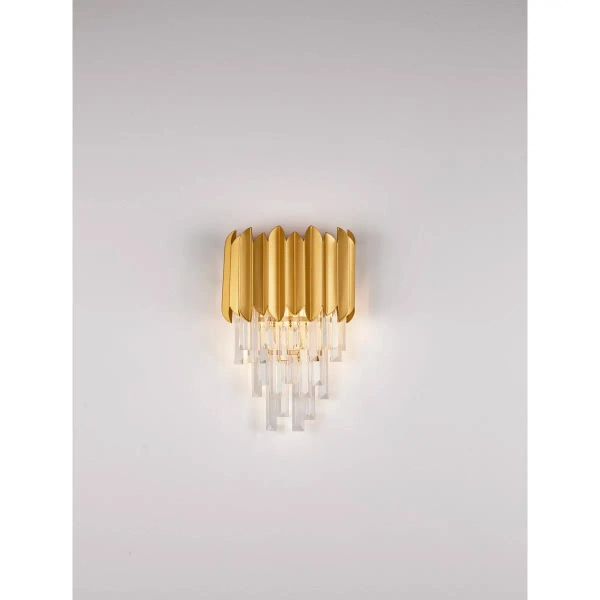 Ścienny kinkiet PELAVRO LE45105 kryształowy do sypialni złoty