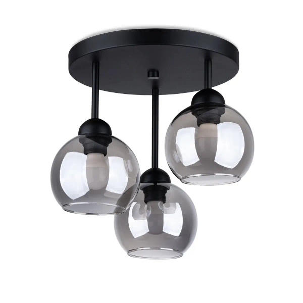 Potrójna lampa sufitowa ALINO SL.1140 kule przydymione czarne
