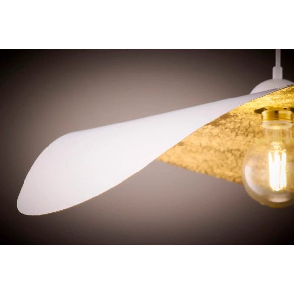 Wisząca falowana lampa LEAF biała złota 1xE27 kapelusz 41921