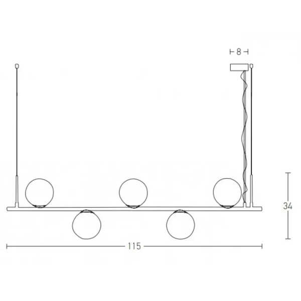 Molekułowa lampa wisząca 1998 okrągła szklane kule złoty