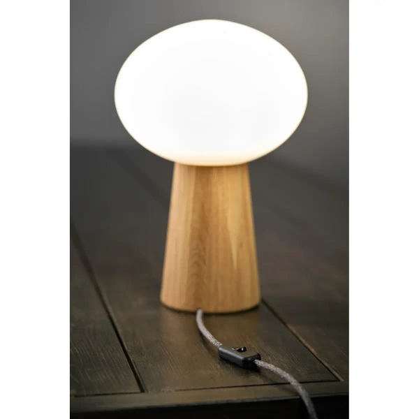 Stołowa lampka Pater 108409 Markslojd okrągła japandi drewniany biały