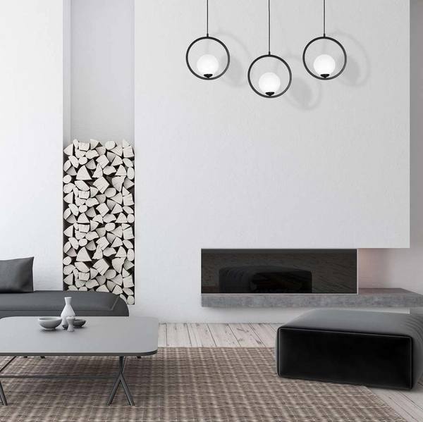 Wisząca LAMPA modernistyczna BOSTON MLP5593 Milagro metalowa OPRAWA okrągła ZWIS szklana kula ball czarna biała