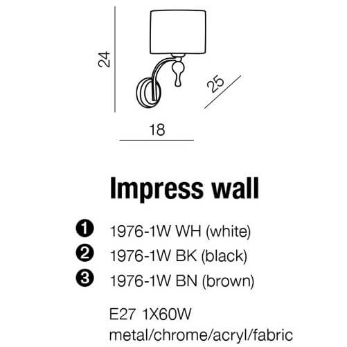Abażurowy kinkiet abażurowy Impress do sypialni czarny chrom