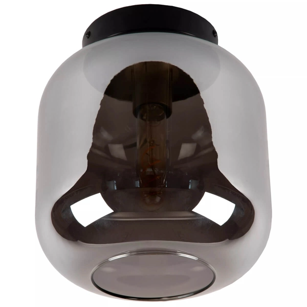 Szklana lampa sufitowa Joanes do kuchni czarna przydymiona