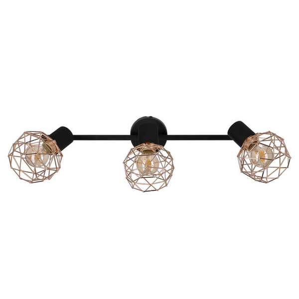 Potrójna lampa sufitowa Acrobat 93-22219 regulacja czarna miedziana