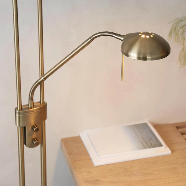 Lampa podłogowa do czytania Rome ROME-AN regulowana mosiądz biały