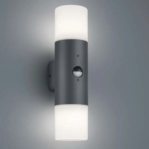 Antracytowy kinkiet Hoosic 222260242 tuba z czujnikiem ruchu