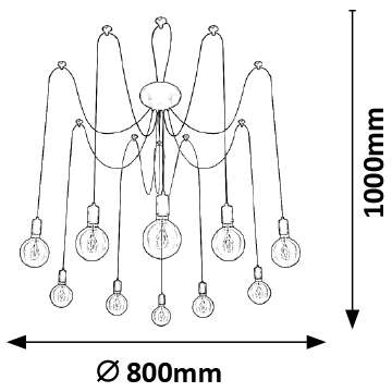 LAMPA wisząca CASPAR 2224 Rabalux industrialna OPRAWA dekoracyjny ZWIS pająk kable czarne