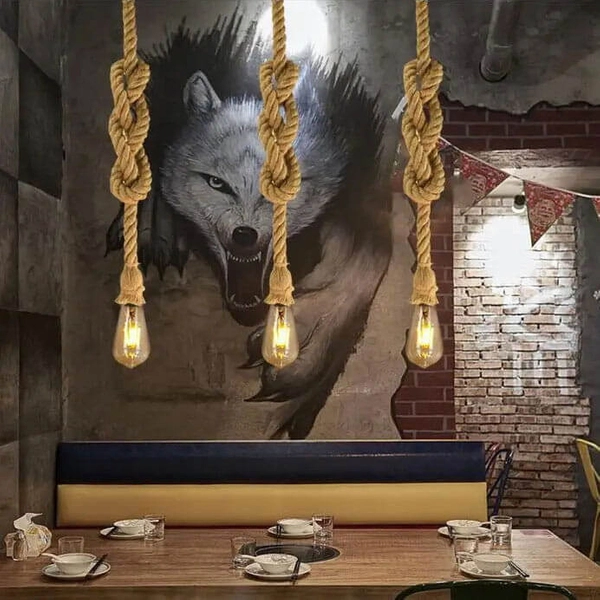 Salonowa lampa zwis Boho ABR-LW3-BH-E27 Abruzzo lina brązowa