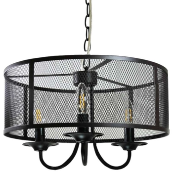 LAMPA wisząca SOHO 310866 Polux okrągła OPRAWA zwis na łańcuchu siatka loft czarna