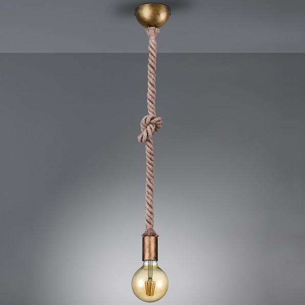 Marynistyczna LAMPA wisząca ROPE 310100104 Trio metalowa OPRAWA zwis lina patyna beżowa