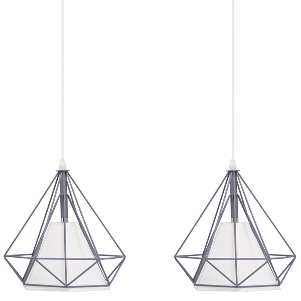 Druciana LAMPA wisząca Piramida 8803/2 ZWIS - 03 Elem metalowa OPRAWA loftowy zwis piramidy szare białe