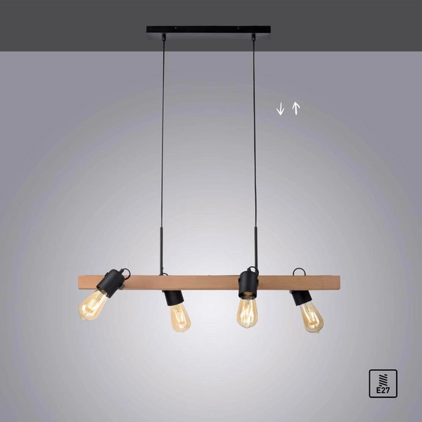 Wisząca lampa skandynawska Canop drewniana belka do salonu