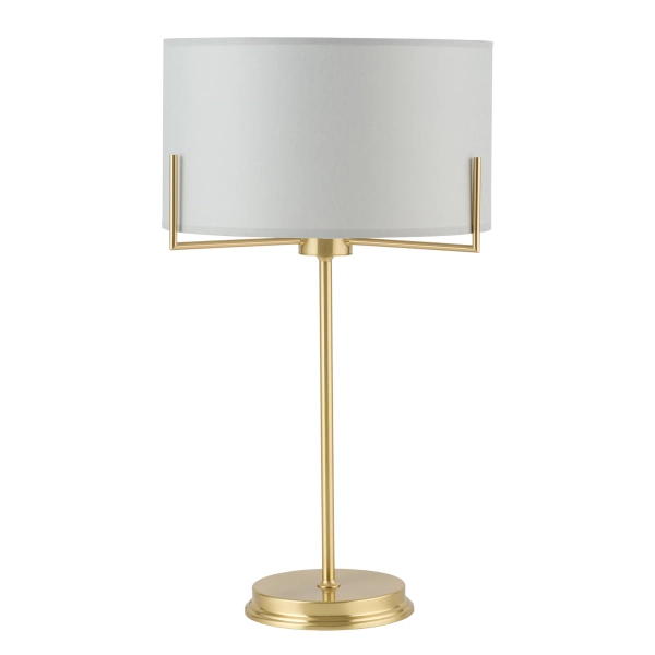 Lampa stołowa gabinetowa Nemi NEM-LG-1 (ZM) abażurowa biała mosiądz