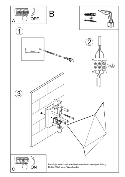 Kinkiet LAMPA ścienna SL.0421 geometryczna OPRAWA metalowa czarna