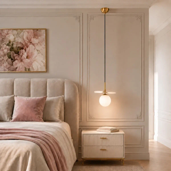 Kulista lampa wisząca CHIC biała złota ST-DL-2969P1 1xG9 5W glamour