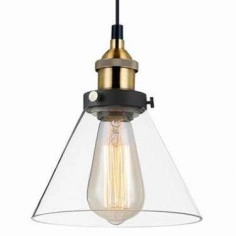 Industrialna LAMPA wisząca GETAN MDM-2564/1 Italux szklana OPRAWA stożek ZWIS okrągły conrad francis przezroczysty