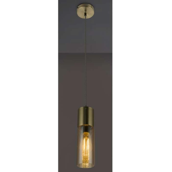 LAMPA wisząca ANNIKA 21000HM Globo szklana OPRAWA loftowy ZWIS tuba mosiężna bursztynowa
