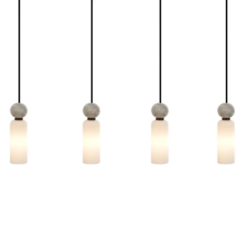 Liniowa lampa wisząca Santos PND-95331-4-BK nad wyspę szara biała czarna