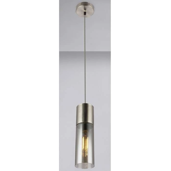 Loftowa LAMPA wisząca ANNIKA 21000HN Globo tuba OPRAWA szklana ZWIS okrągły nikiel matowy przydymiony
