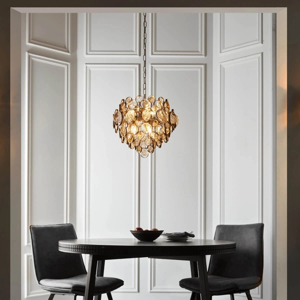 Łańcuchowa lampa wisząca L&-191989 Light& metalowa złota