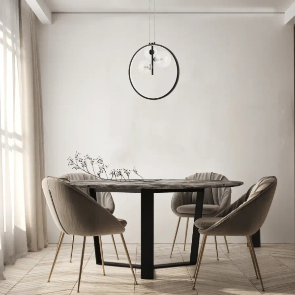 Ringowa zwisająca lampa 22064 LED 20W 3000K do salonu z żarówkami czarny