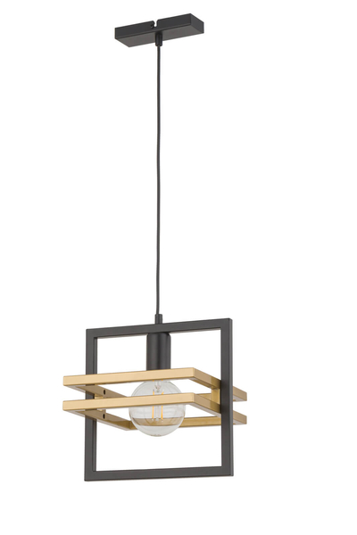 Loftowa lampa wisząca Merci kwadratowe ramki czarne złote
