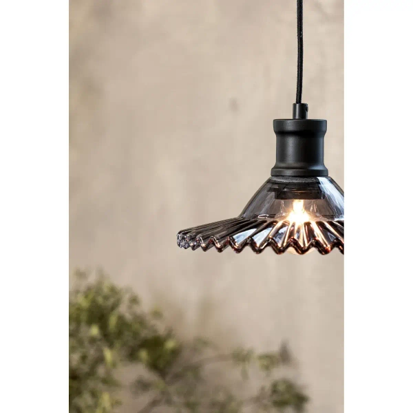 Lampa wisząca Novia 108854 szklana metalowa kapelusz czarny