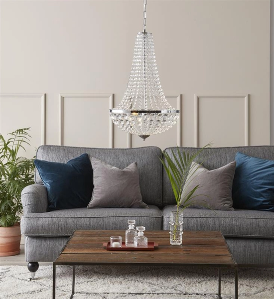 Glamour lampa wisząca Granso 104890 nad stolik łańcuszki chrom