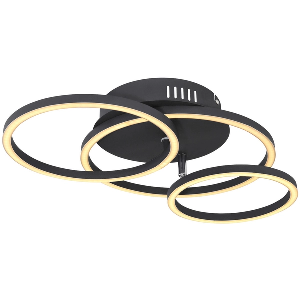 LAMPA sufitowa KENDY 67233-30S Globo metalowa OPRAWA geometryczna LED 30W 3000K pierścienie czarne rings