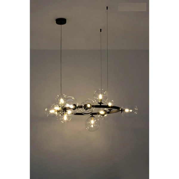 Czarna lampa wisząca Alure sypialniana nad łóżko kule